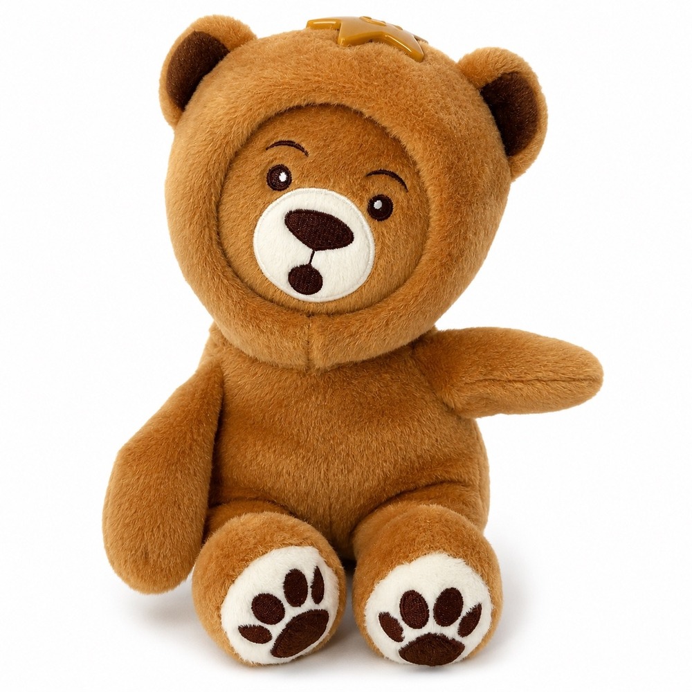 Sunny Days Entertainment Brown Plush Bear Rotating Awake Sleep Face Star 11 inch